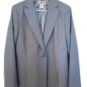 100% Virgin Wool Pendleton Gray/Blue Wool Blazer Made in USA